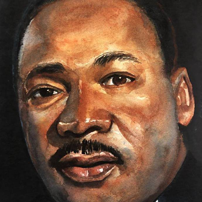 watercolor portrait of Martin Luther King Jr.